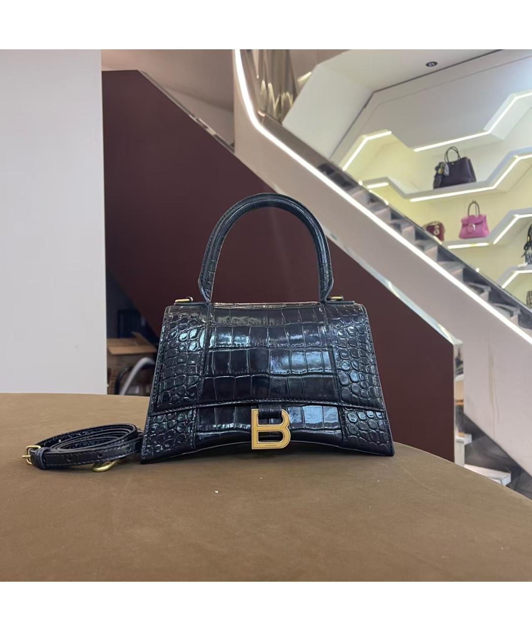 BALENCIAGA Черная кожаная сумка через плечо, фото 2