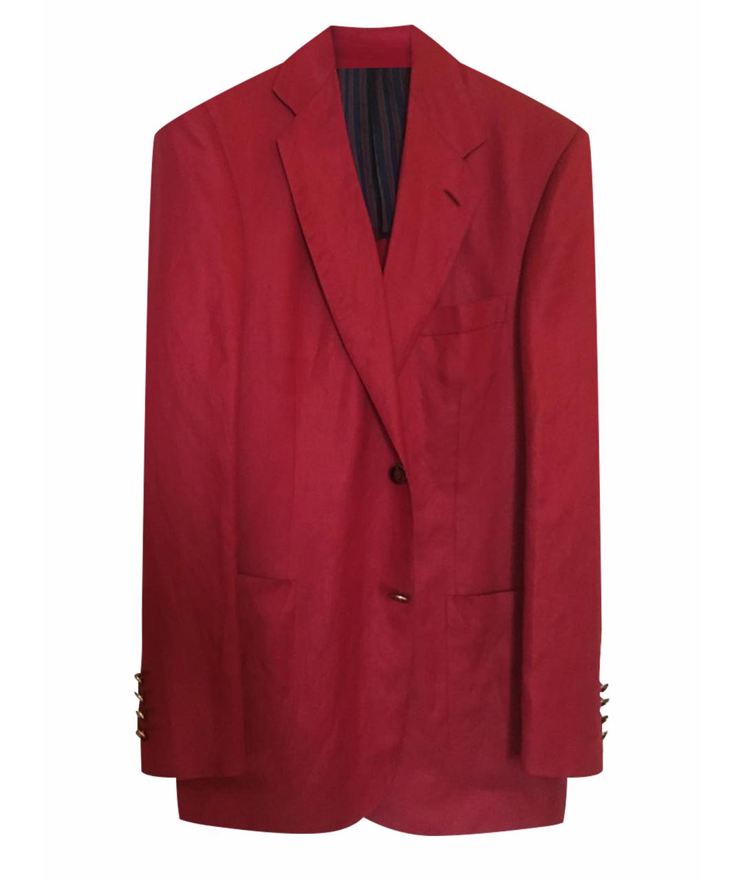 BRIONI Красный льняной пиджак, фото 1
