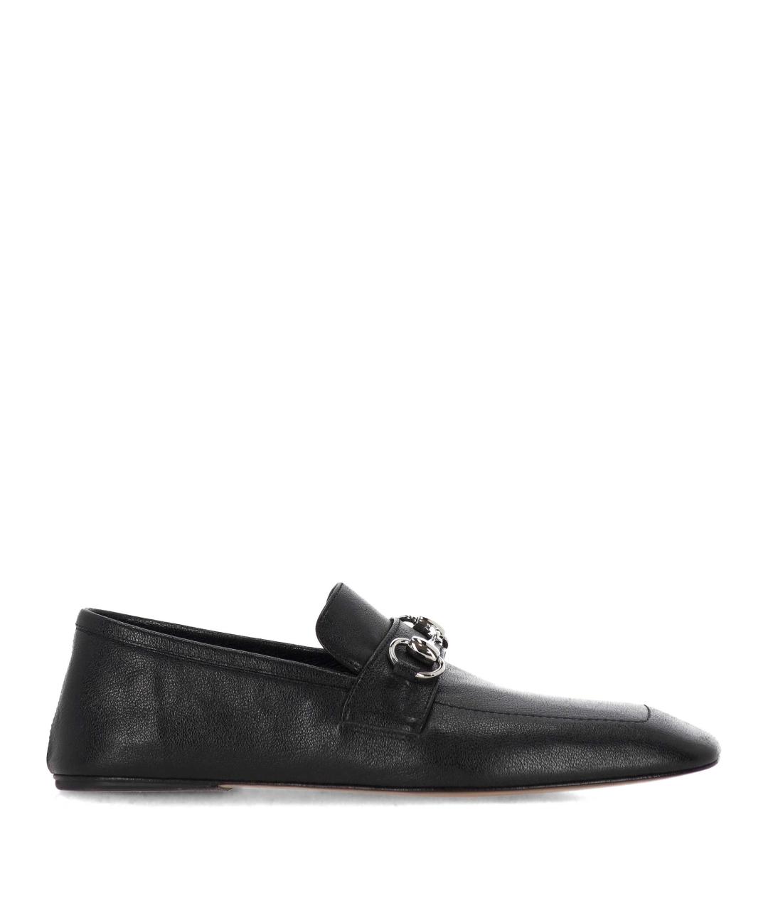 GUCCI Черные кожаные балетки, фото 1