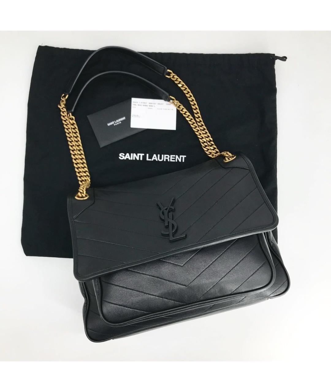 SAINT LAURENT Черная кожаная сумка через плечо, фото 3