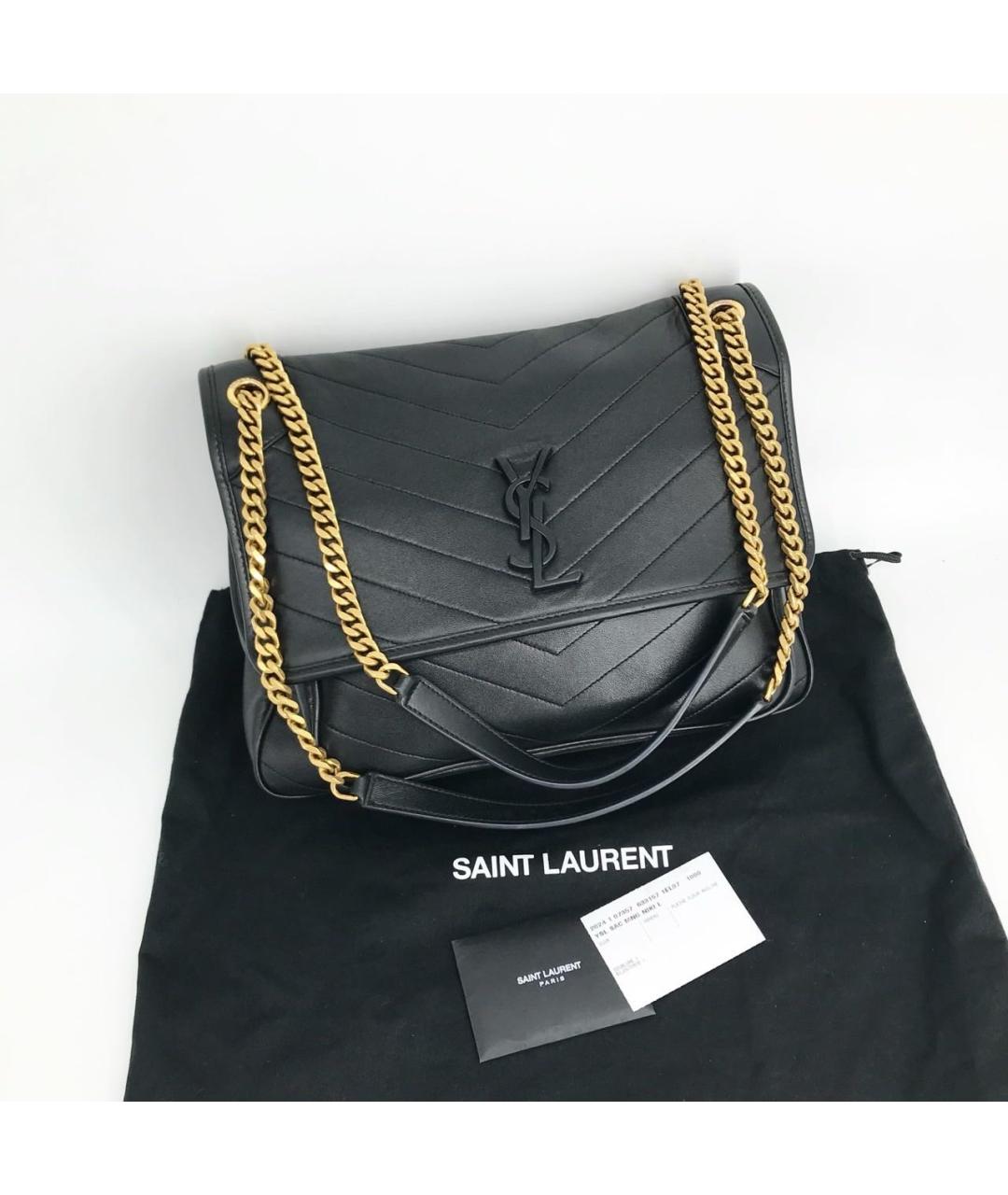 SAINT LAURENT Черная кожаная сумка через плечо, фото 4