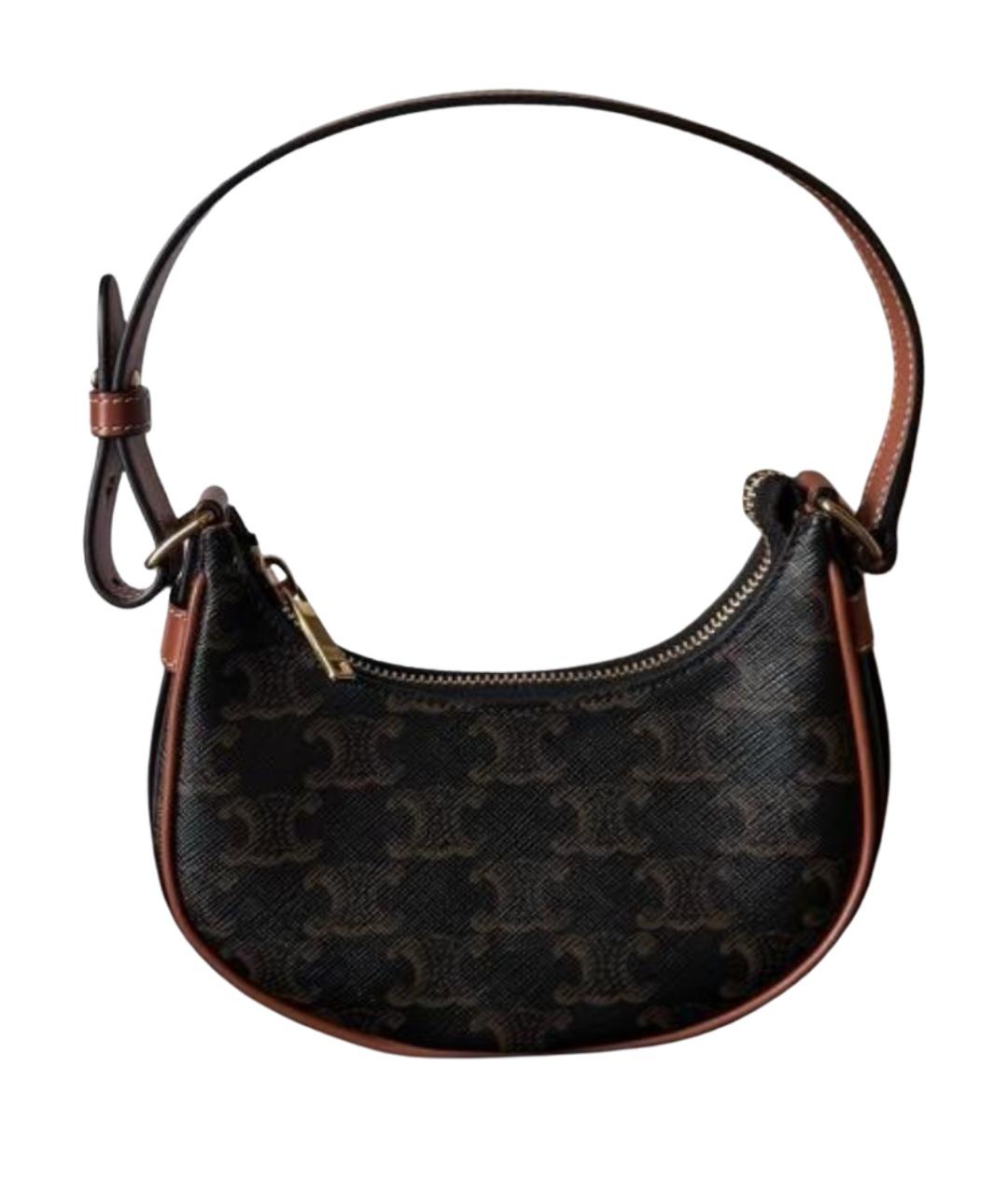 CELINE Коричневая сумка с короткими ручками из канвы, фото 1