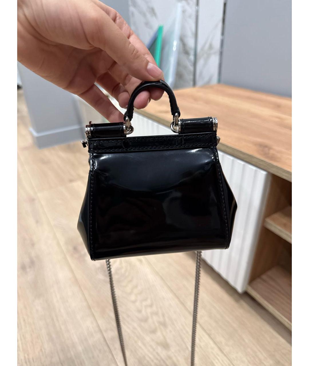DOLCE&GABBANA Черная сумка через плечо из лакированной кожи, фото 2