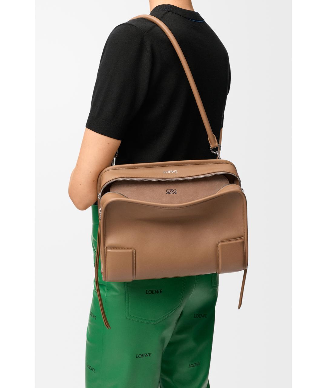 LOEWE Бежевая кожаная сумка через плечо, фото 2