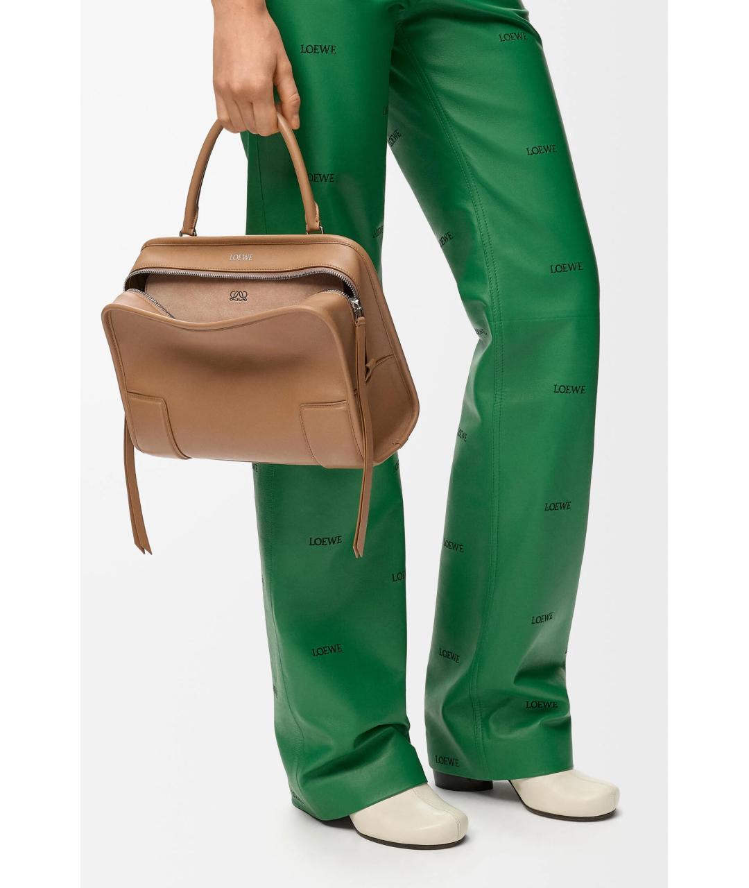 LOEWE Бежевая кожаная сумка через плечо, фото 3