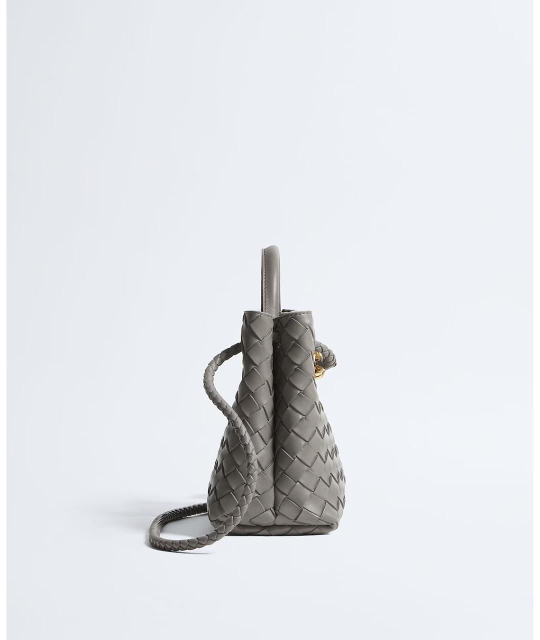 BOTTEGA VENETA Серая кожаная сумка с короткими ручками, фото 3