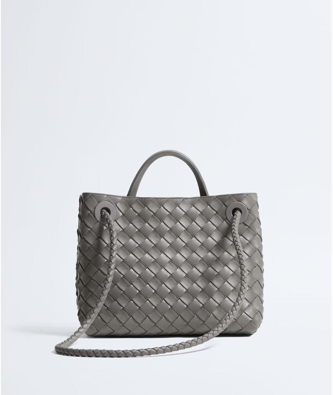 BOTTEGA VENETA Серая кожаная сумка с короткими ручками, фото 4