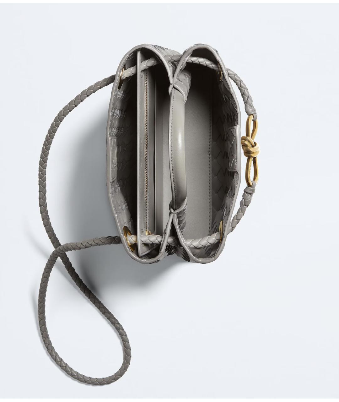BOTTEGA VENETA Серая кожаная сумка с короткими ручками, фото 2