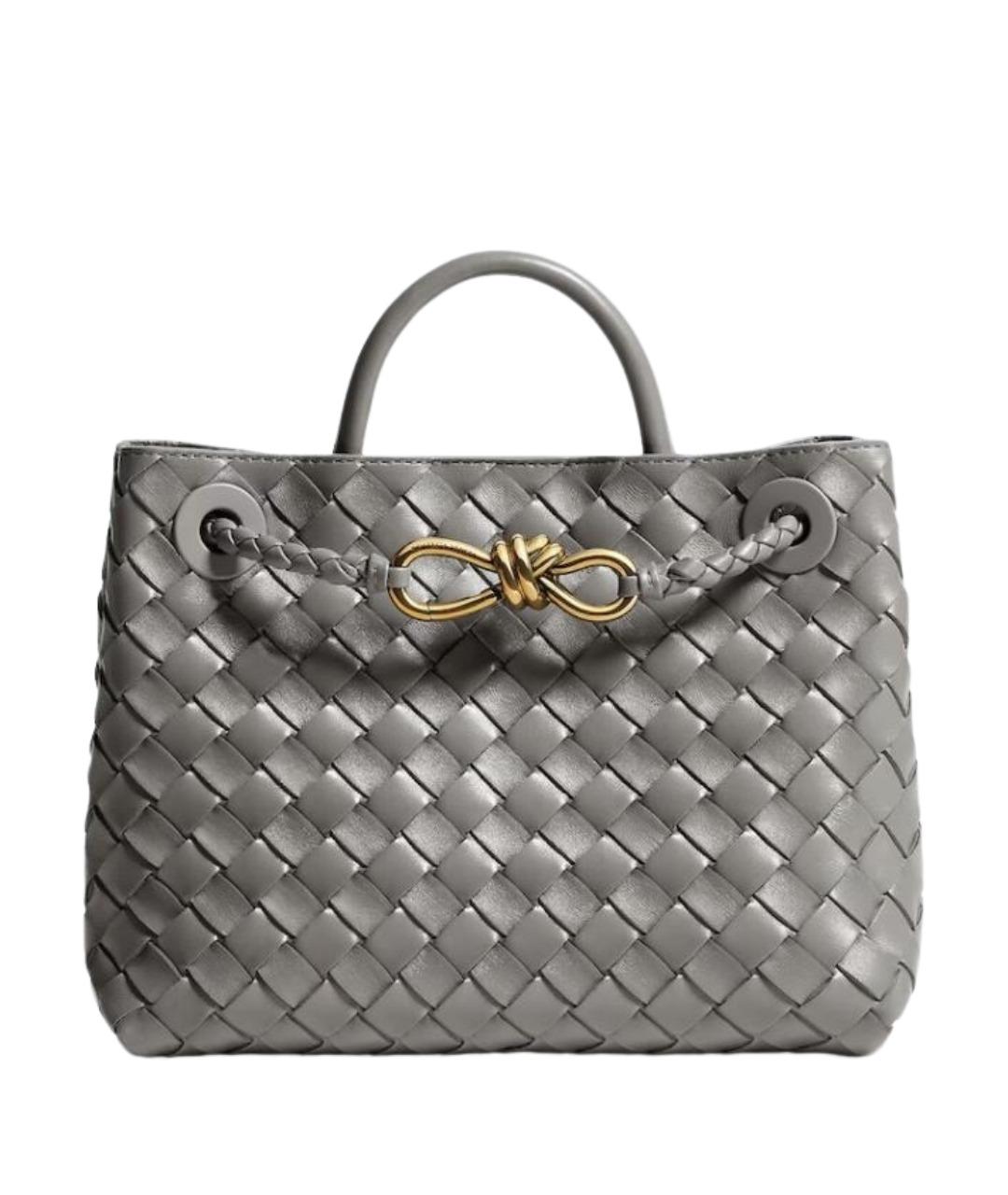 BOTTEGA VENETA Серая кожаная сумка с короткими ручками, фото 1