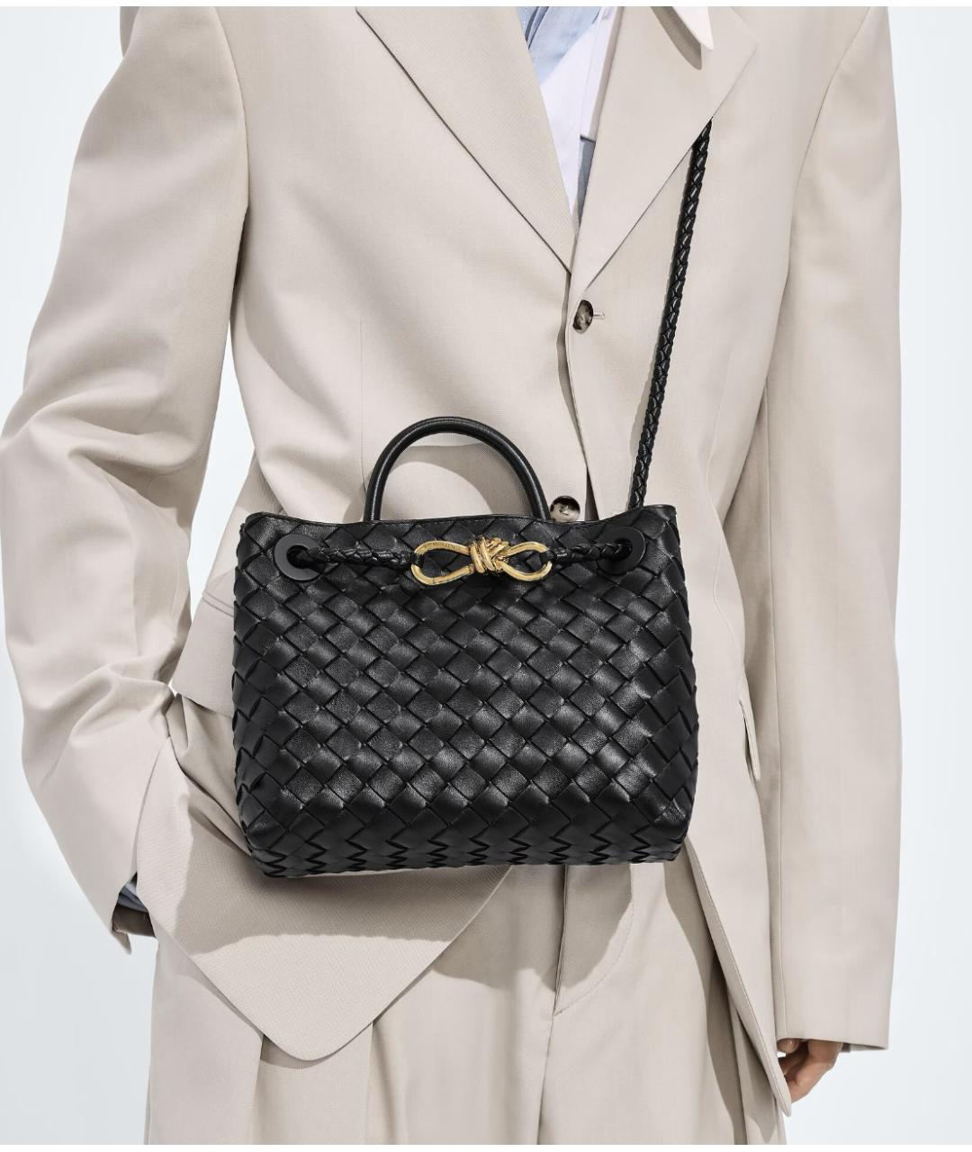 BOTTEGA VENETA Черная кожаная сумка с короткими ручками, фото 2