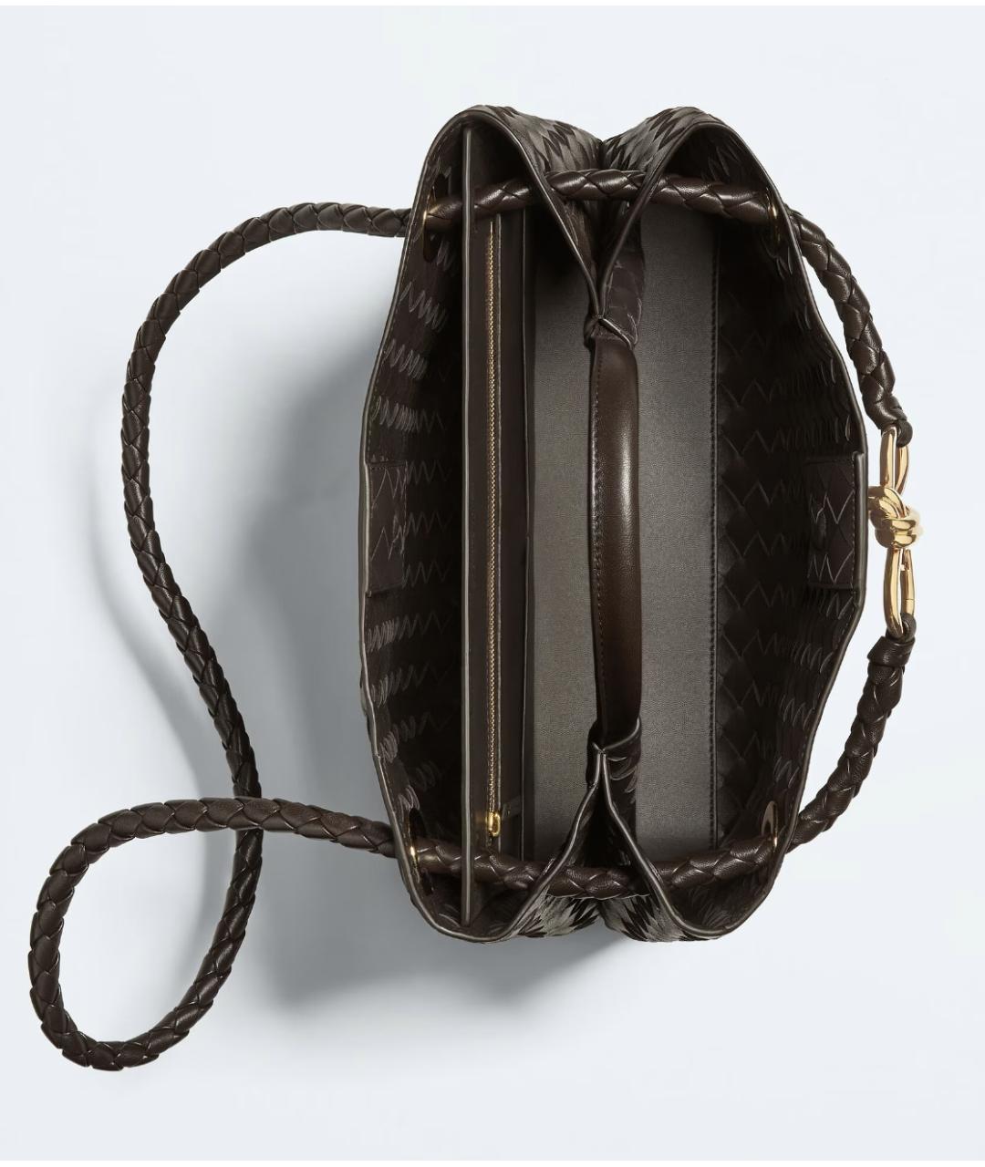 BOTTEGA VENETA Коричневая кожаная сумка с короткими ручками, фото 3