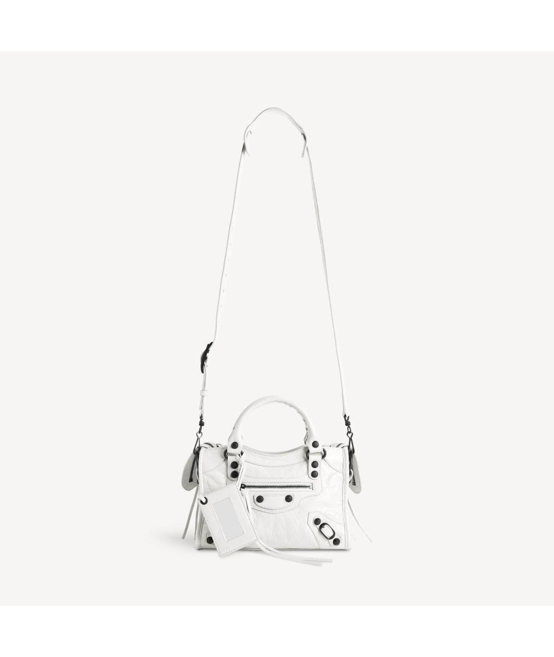 BALENCIAGA Белая кожаная сумка с короткими ручками, фото 4