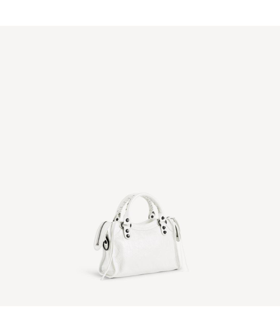 BALENCIAGA Белая кожаная сумка с короткими ручками, фото 3