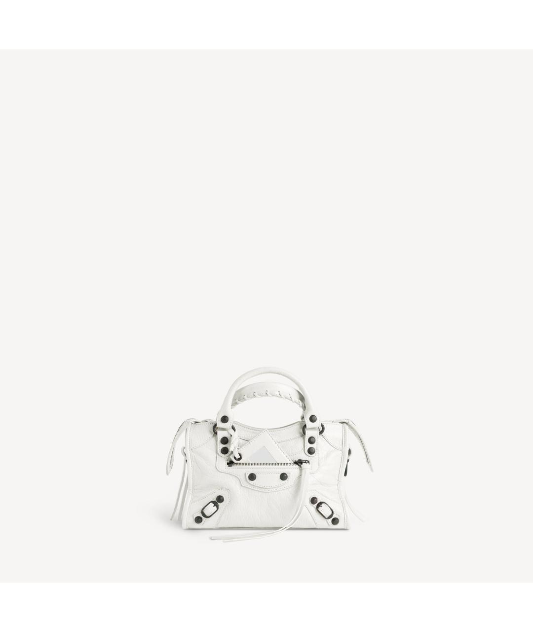 BALENCIAGA Белая кожаная сумка с короткими ручками, фото 7