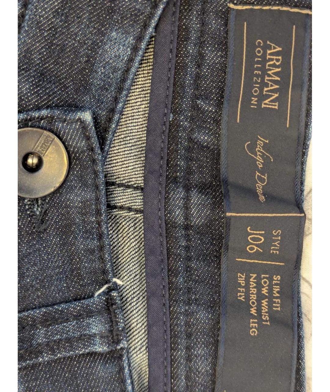 ARMANI COLLEZIONI Темно-синие хлопко-эластановые джинсы скинни, фото 6