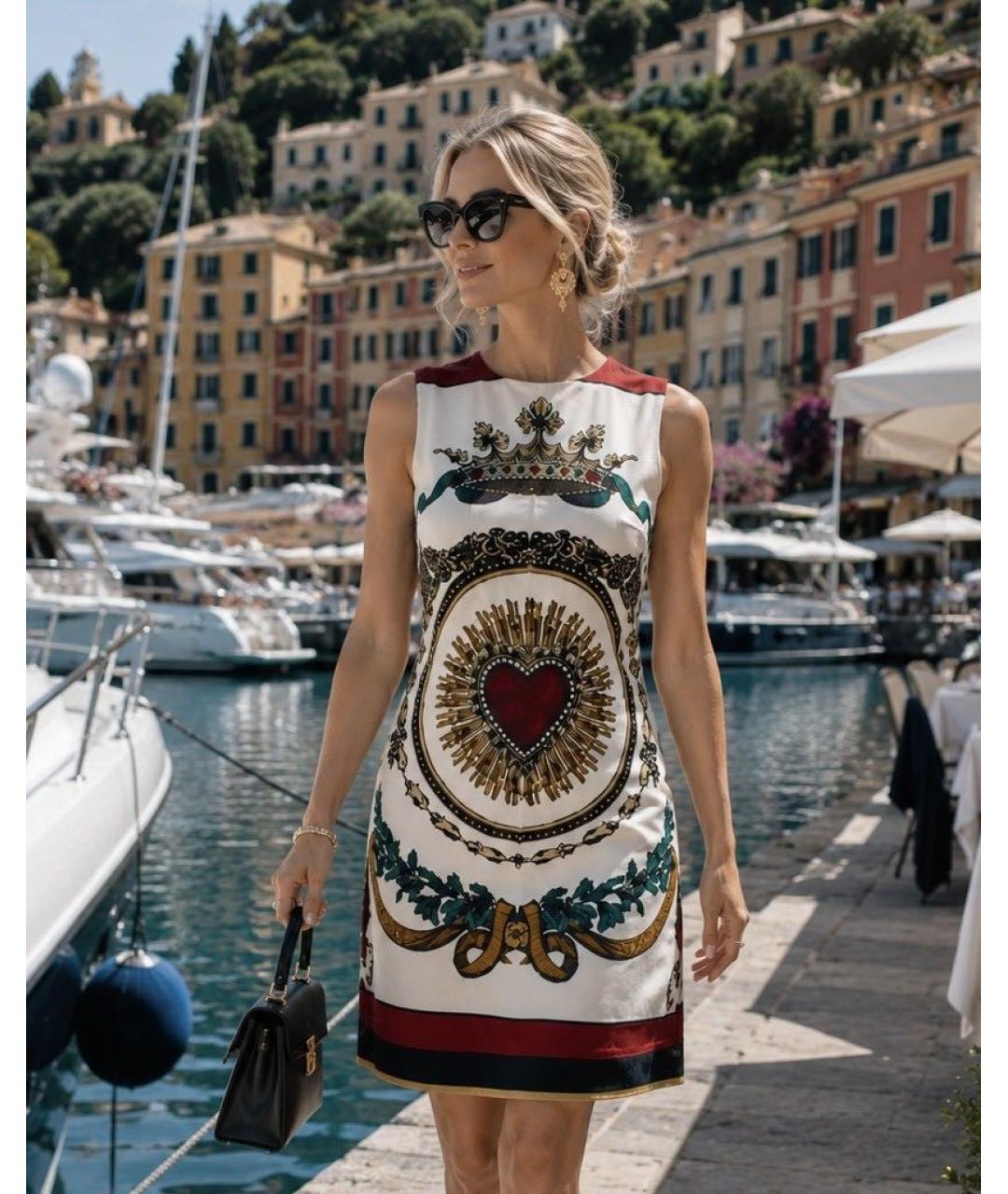DOLCE&GABBANA Мульти шелковое коктейльное платье, фото 7