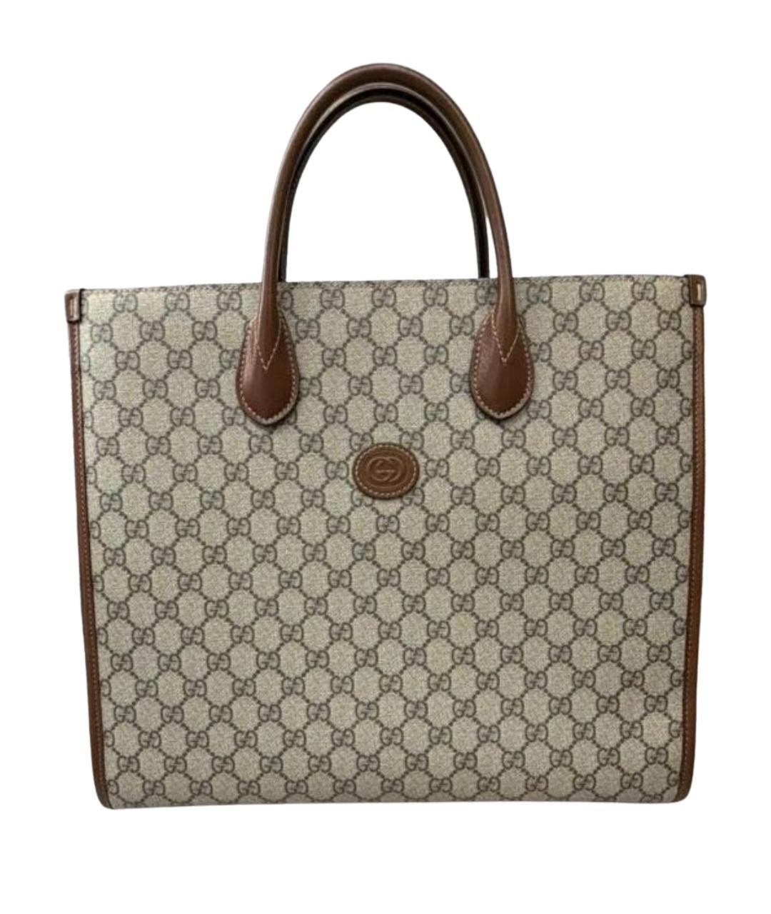 GUCCI Бежевая сумка тоут из канвы, фото 1