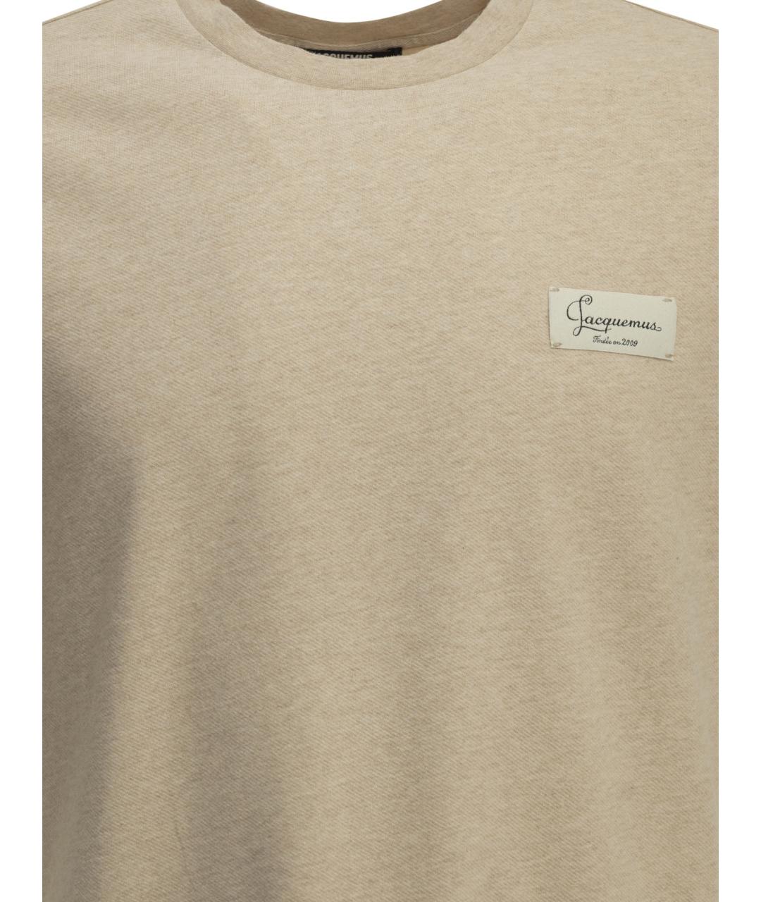 JACQUEMUS Бежевая хлопковая футболка, фото 3