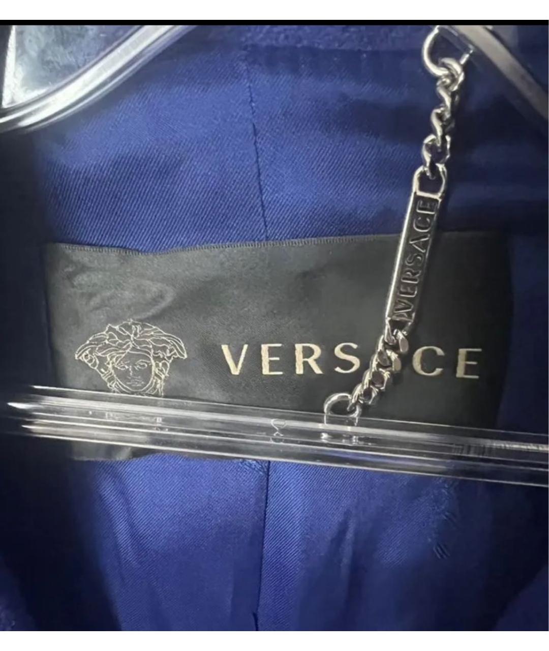 VERSACE Темно-синее шерстяное пальто, фото 4