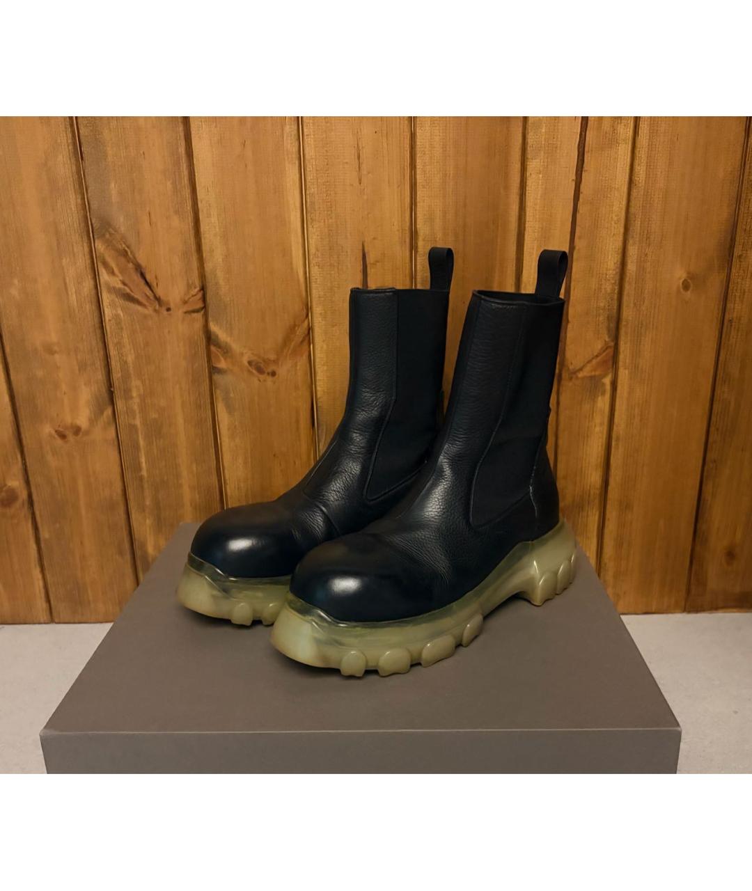 RICK OWENS Черные кожаные высокие ботинки, фото 2