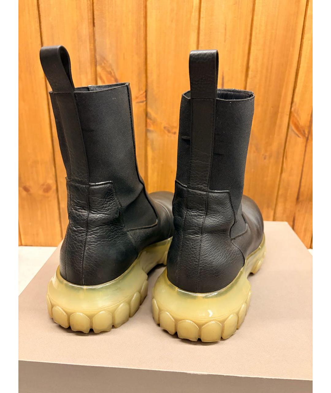RICK OWENS Черные кожаные высокие ботинки, фото 4