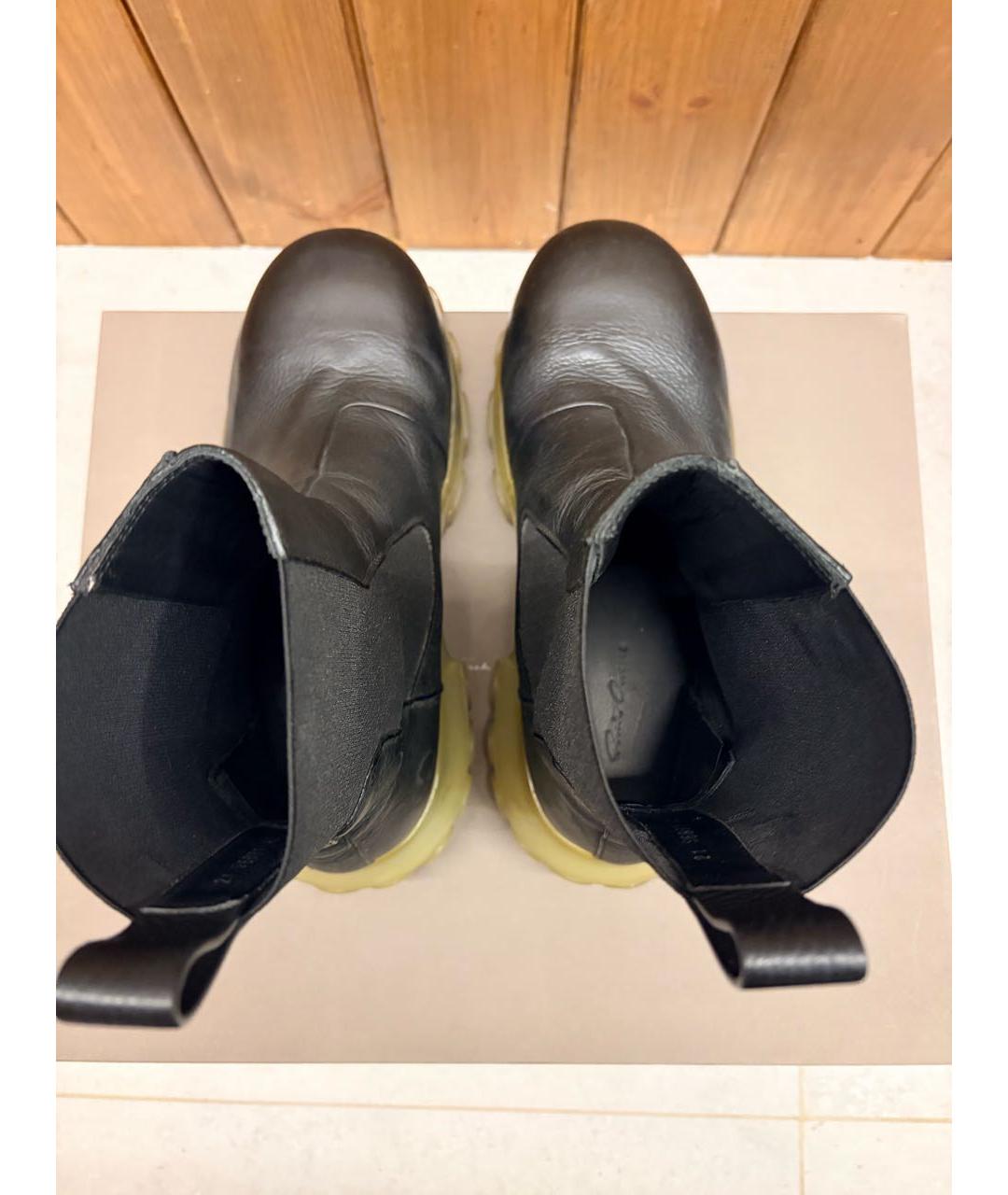 RICK OWENS Черные кожаные высокие ботинки, фото 3