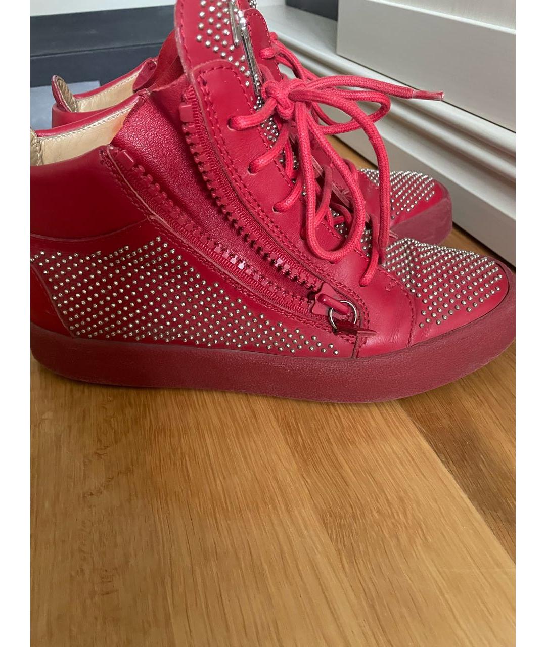 GIUSEPPE ZANOTTI DESIGN Красные кожаные кеды, фото 6