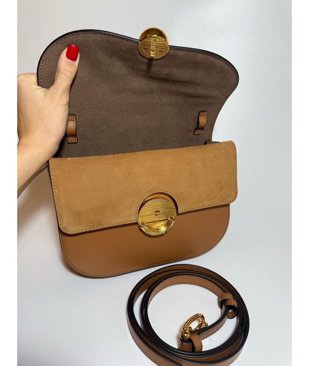 FURLA Коричневая кожаная сумка через плечо, фото 7