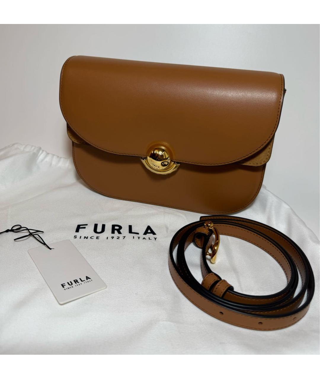 FURLA Коричневая кожаная сумка через плечо, фото 8