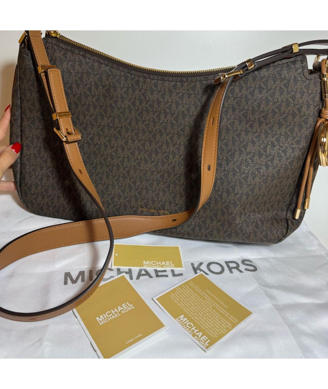 MICHAEL KORS Коричневая сумка через плечо из канвы, фото 5