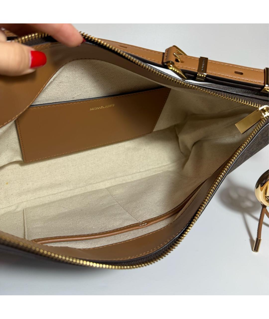 MICHAEL KORS Коричневая сумка через плечо из канвы, фото 4