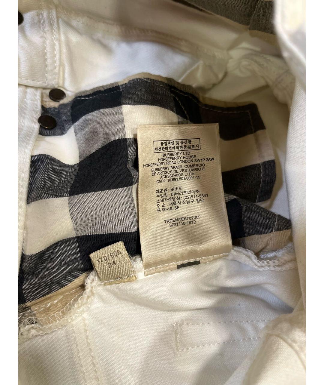 BURBERRY Белые хлопко-эластановые шорты, фото 7