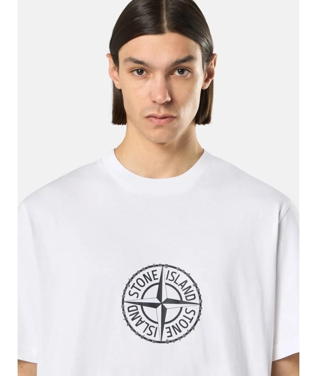 STONE ISLAND Белая хлопковая футболка, фото 2