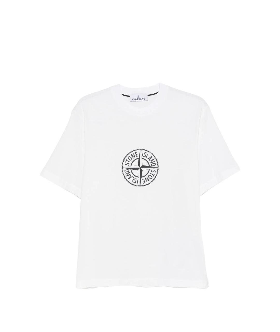 STONE ISLAND Белая хлопковая футболка, фото 10