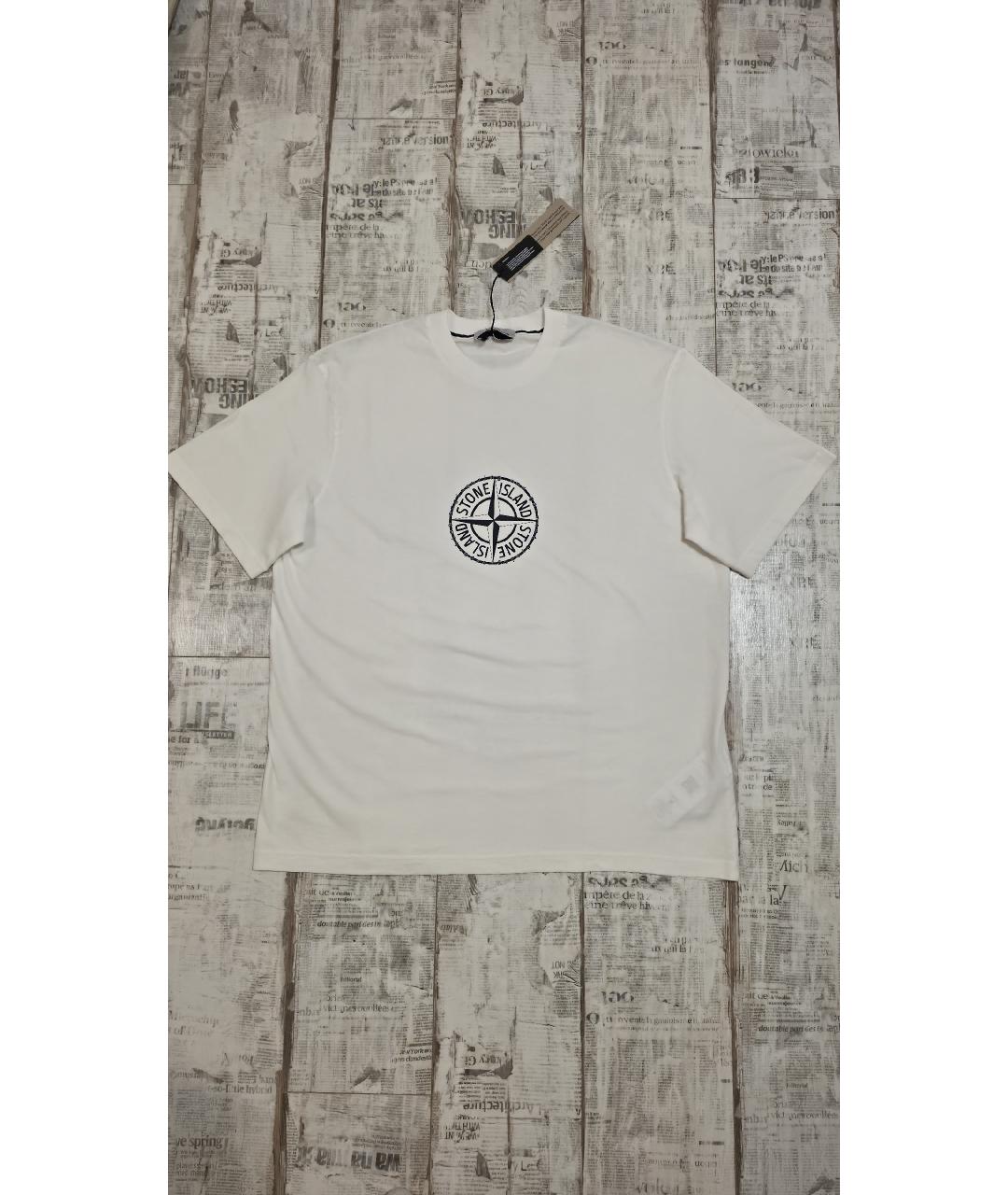 STONE ISLAND Белая хлопковая футболка, фото 4