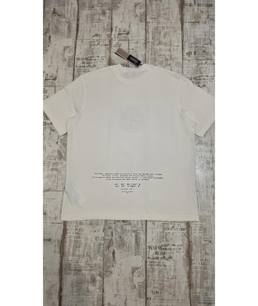 STONE ISLAND Белая хлопковая футболка, фото 6