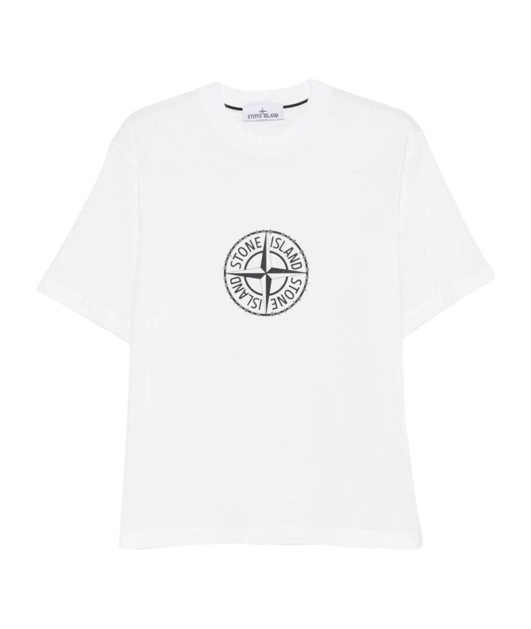 STONE ISLAND Белая хлопковая футболка, фото 1
