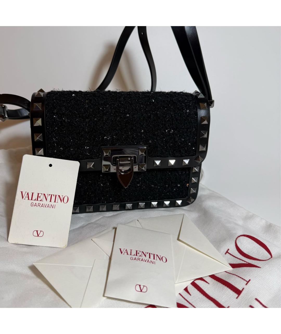 VALENTINO Черная твидовая сумка через плечо, фото 5