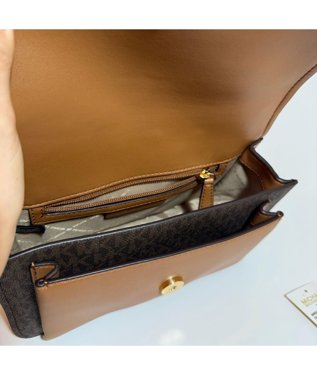MICHAEL KORS Коричневая кожаная сумка через плечо, фото 4