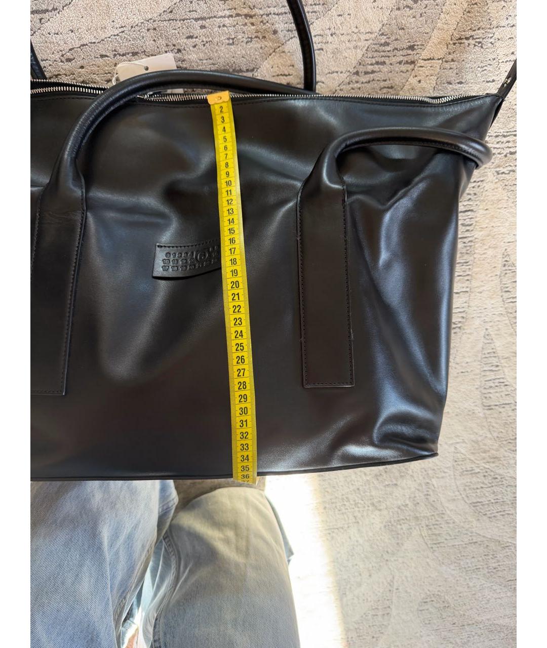 MM6 MAISON MARGIELA Черная кожаная сумка тоут, фото 5