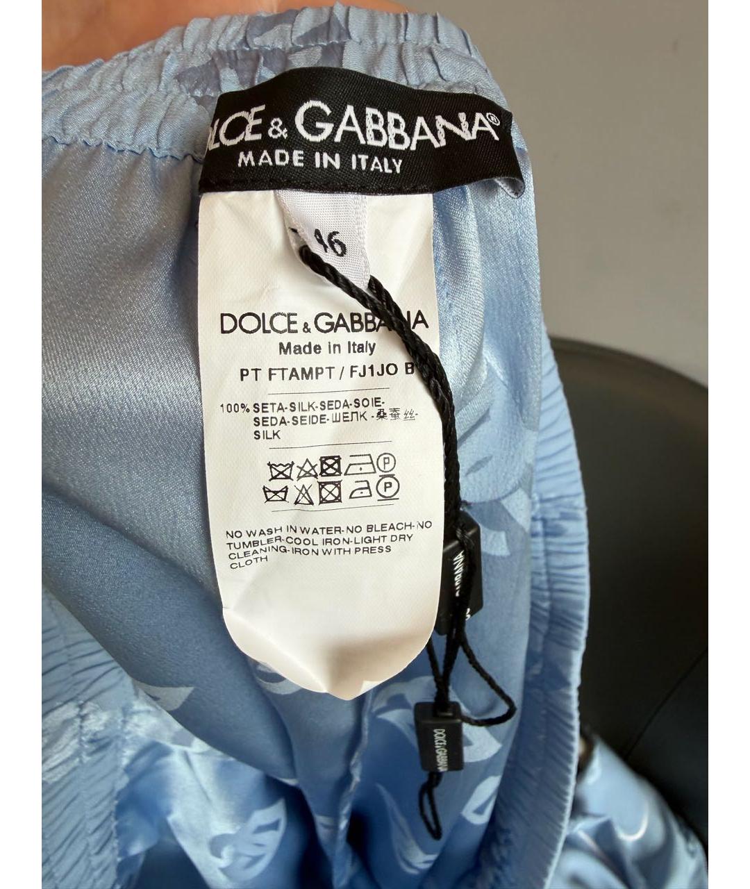 DOLCE&GABBANA Голубой шелковый костюм с брюками, фото 6