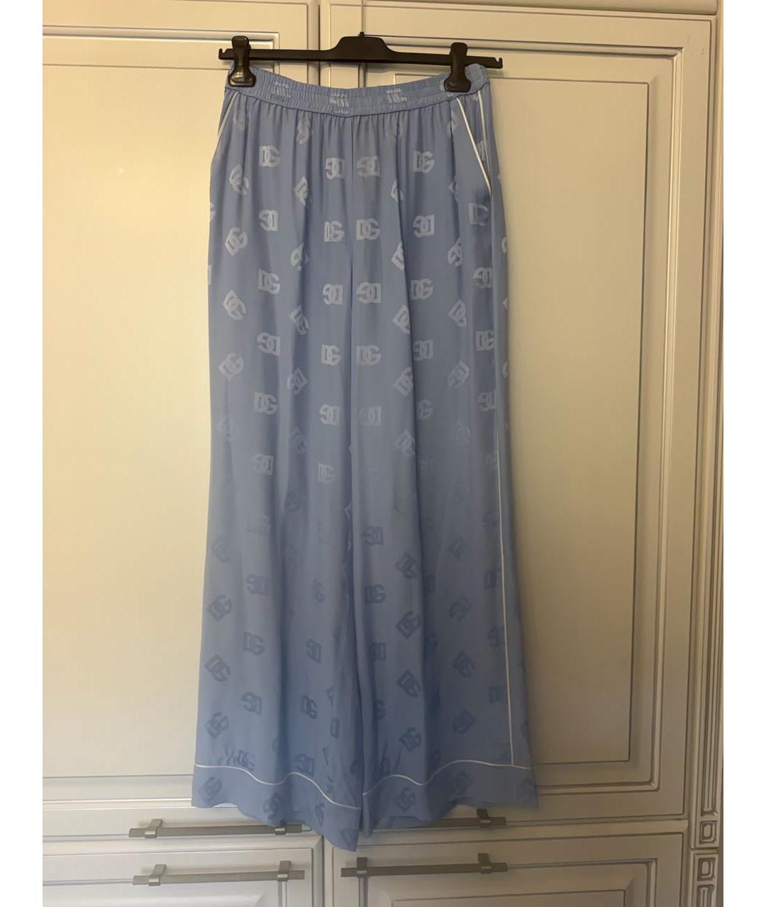 DOLCE&GABBANA Голубой шелковый костюм с брюками, фото 4