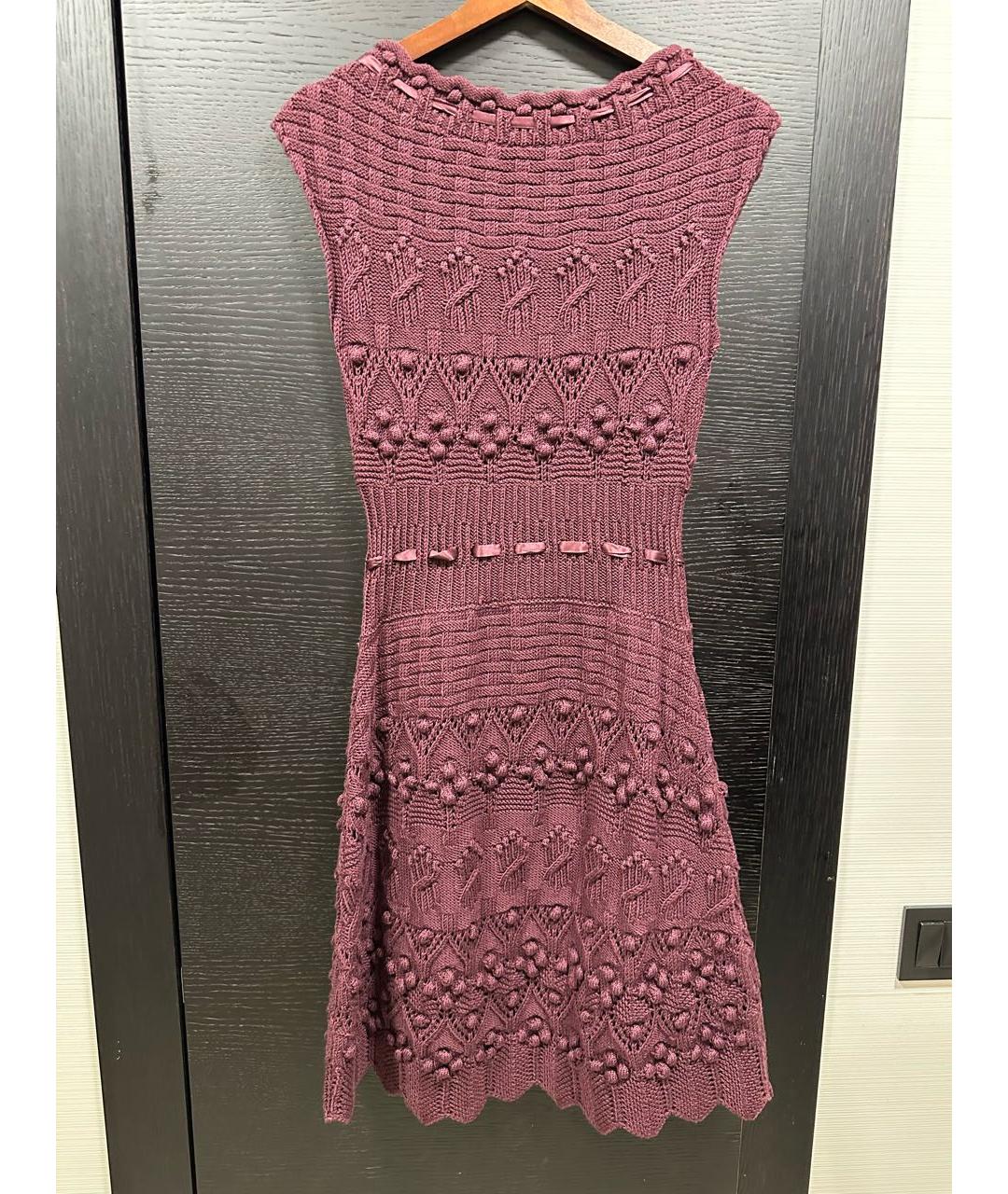 CHRISTIAN DIOR Бордовое кашемировое повседневное платье, фото 2