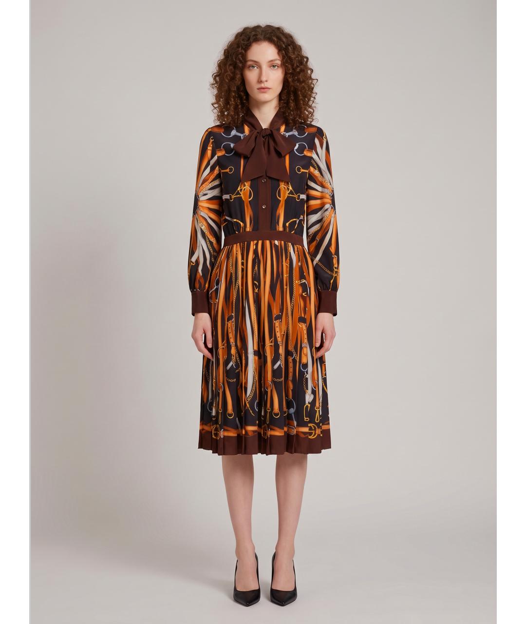 GUCCI Мульти шелковое повседневное платье, фото 2