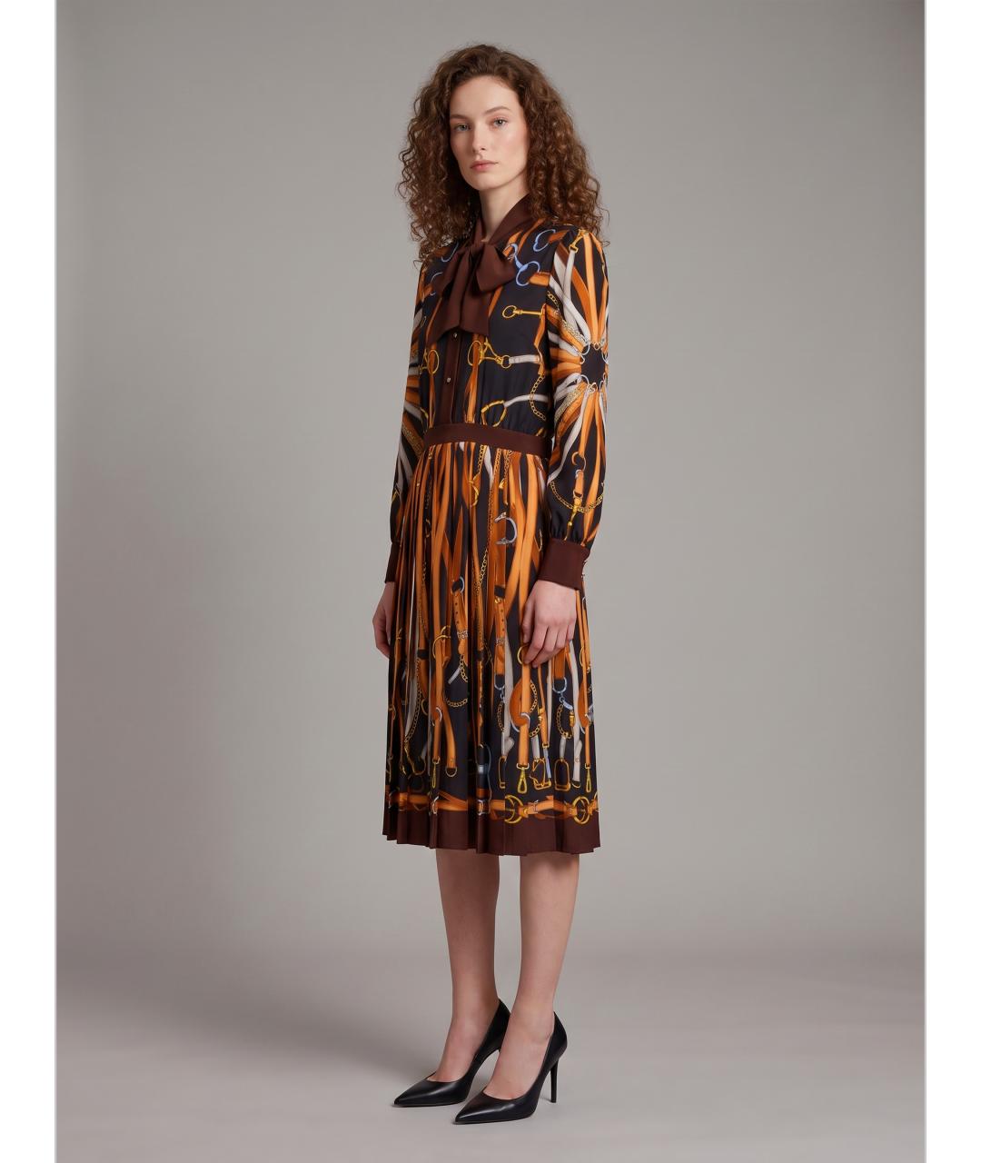 GUCCI Мульти шелковое повседневное платье, фото 3