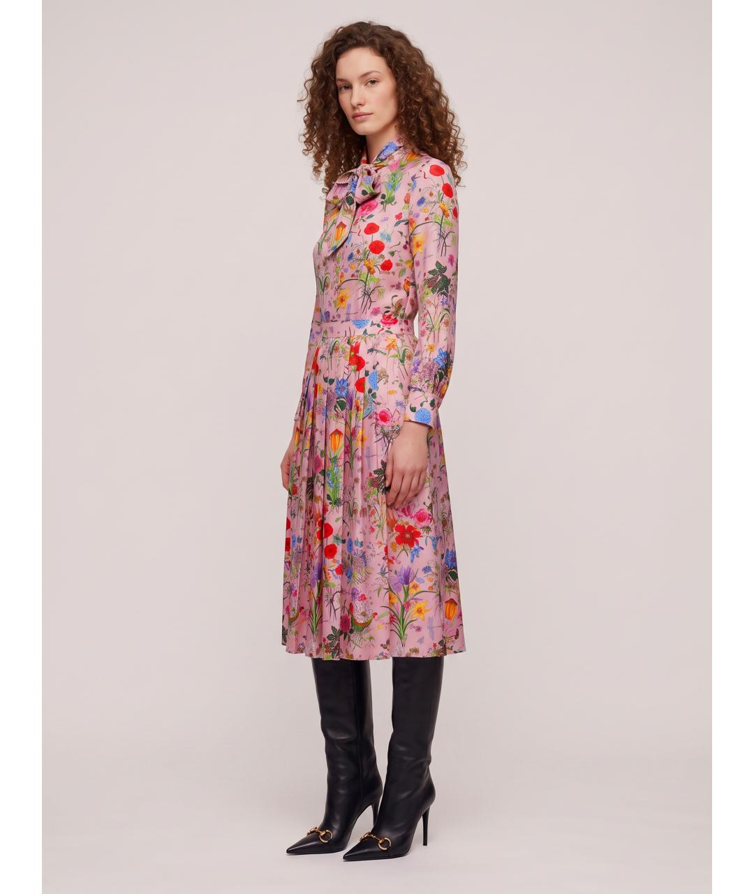 GUCCI Мульти шелковое повседневное платье, фото 2