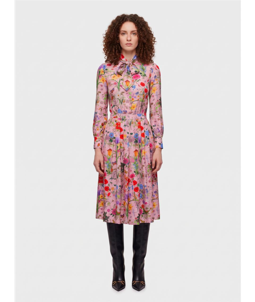GUCCI Мульти шелковое повседневное платье, фото 3