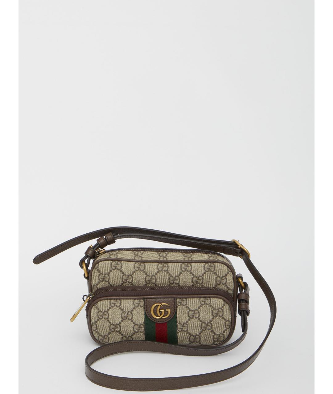 GUCCI Бежевая сумка на плечо из канвы, фото 2