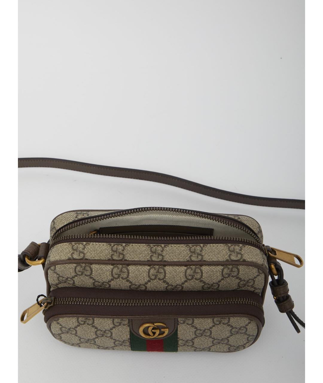 GUCCI Бежевая сумка на плечо из канвы, фото 5