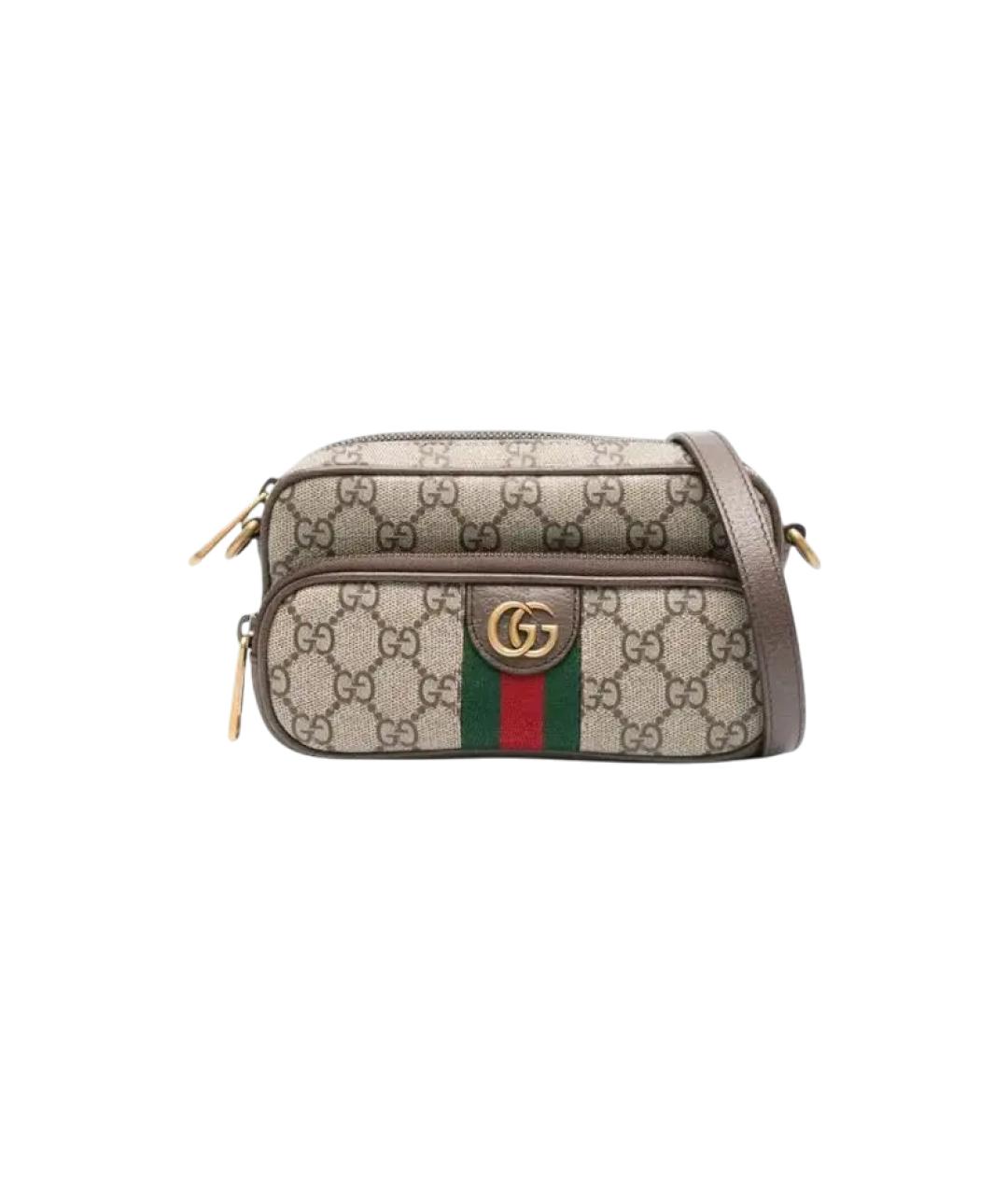 GUCCI Бежевая сумка на плечо из канвы, фото 6